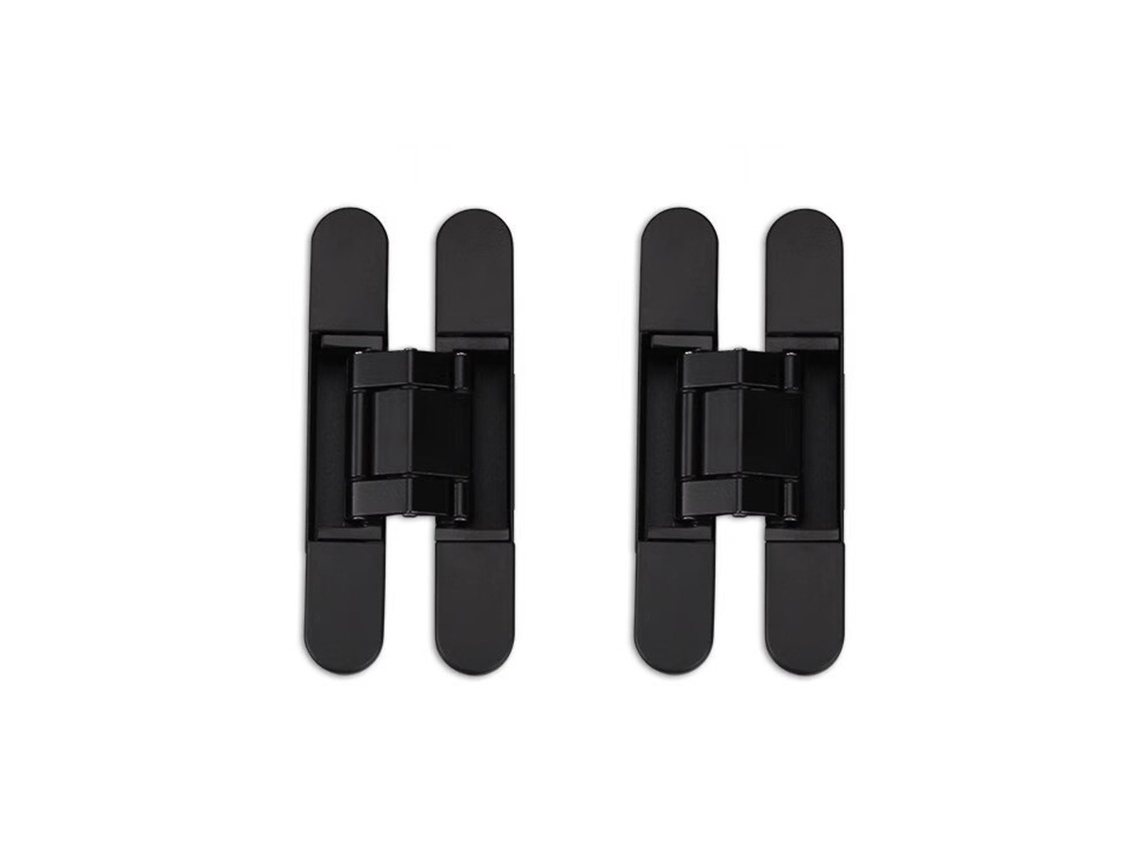 Dobradiças Invisíveis Ocultas 3d Ajustáveis 150x25mm Preto 2 Peças Suportam 40kg Black