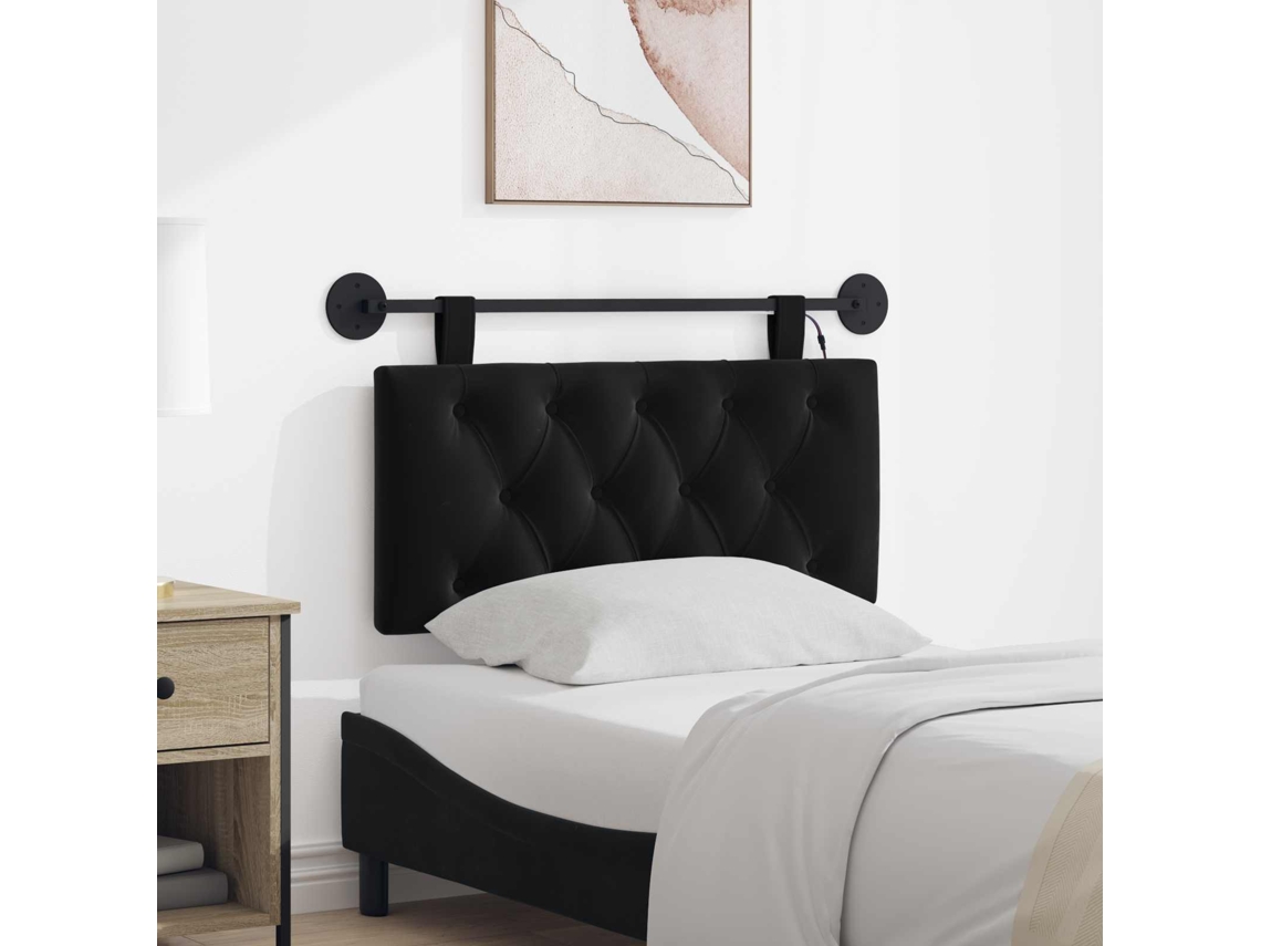 Vidaxl Cabeceira Suspensa Com Luz Led Preto Veludo
