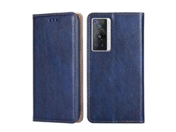 Capa De Celular Magnética De Couro Com Acabamento Brilhante Para Vivo X70 Pro, Cor Sólida E Oleosa