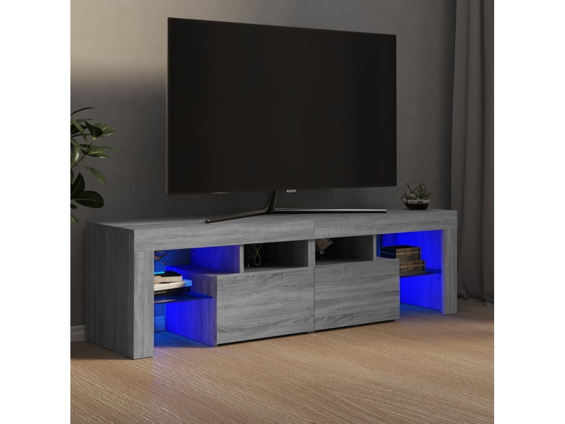 Móvel De Tv Com Luzes Led 140x36,5x40 Cm Cinzento Sonoma Lovely Home