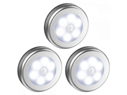 Pacote Com 3 Luzes Com Sensor De Movimento, Lâmpada Sem Fio Alimentada Por Bateria, Luz Noturna Automática Com Adesivos 3m Brilvibera