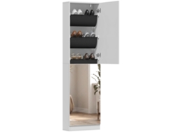Sapateira Com Espelho, 5 Prateleiras Estreitas Com Portas De Fecho Suave, Para 12 Pares, 50 X 20 X 180 Cm, Branca