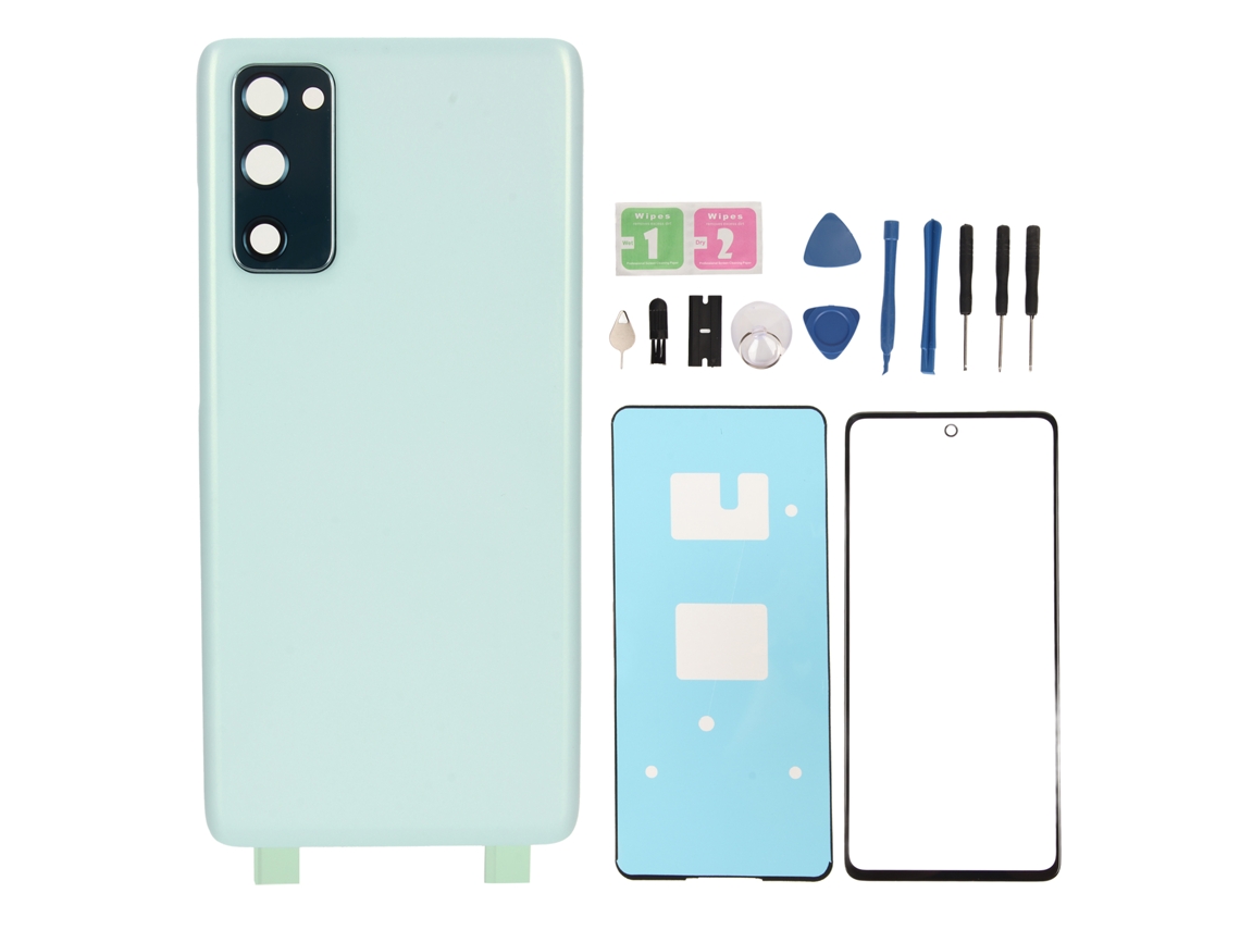Aetheria tampa Traseira Vidro Frontal Lente Reparo Galaxy S20 Fe 5g G781 com Kit Ferramentas Verde Claro