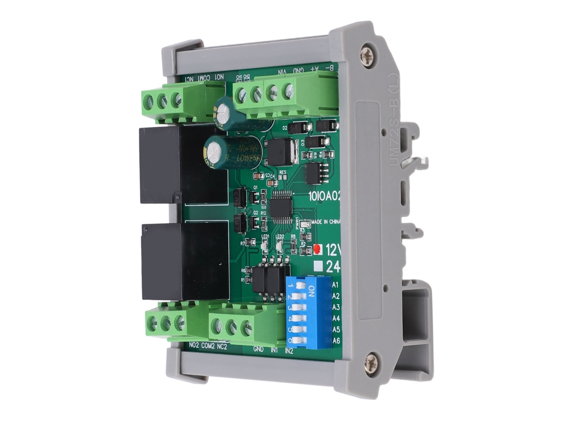 Módulo Rele De 2 Canais Com Controle Rs485 E Capa, 12v Cc