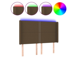Cabeceira de Cama com Luzes Led Tecido Castanho MAISON EXCLUSIVE (147x16x118 cm)