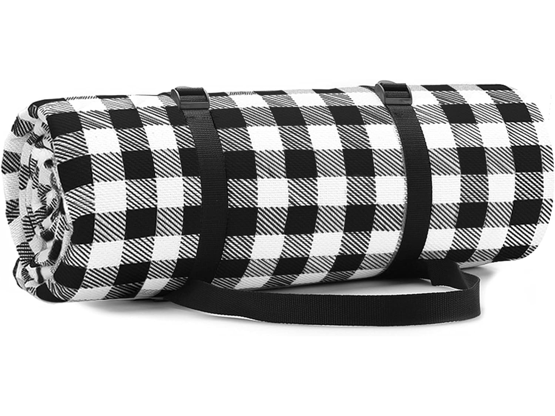 Lurelia Manta De Piquenique 200 X 200 Cm Preto E Branco Impermeável Dobrável Portátil Para Praia