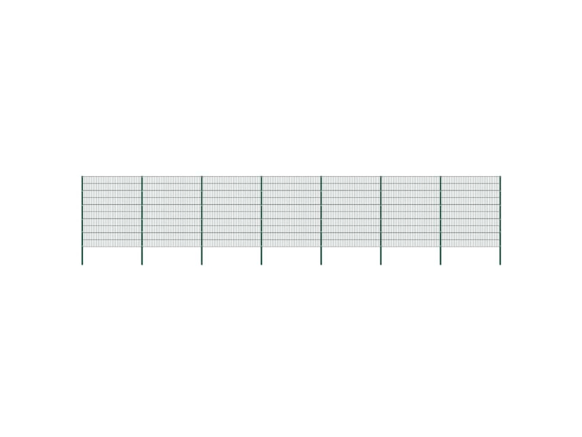 Vidaxl Painel De Vedação Com Postes De Ferro 1212x200 Cm Verde