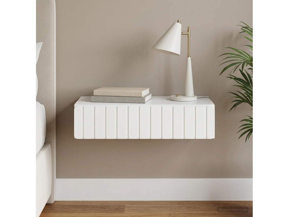 Vidaxl Mesa Lateral De Parede Branco 87,5 X 34,5 X 17 Cm