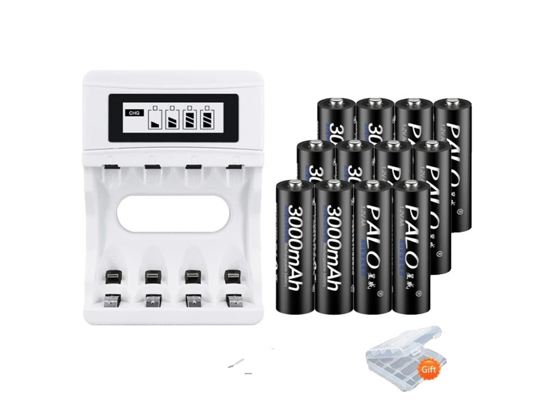 Baterias Aa Recarregáveis, Ecológicas, Adequadas Para Brinquedos E Controle Remoto,1.2v,12pcs Aa 1 Carregador Oem