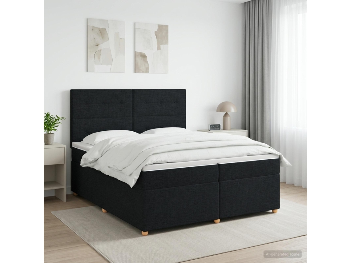 Vidaxl Cama Box Spring Com Colchão Preto 200 X 200 Cm Tecido