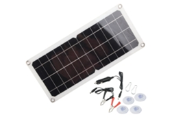 Painel Solar Monocristalino 10w 12v Carregador Usb com Clip Crocodilo para Carros e Baterias | S/MARCA