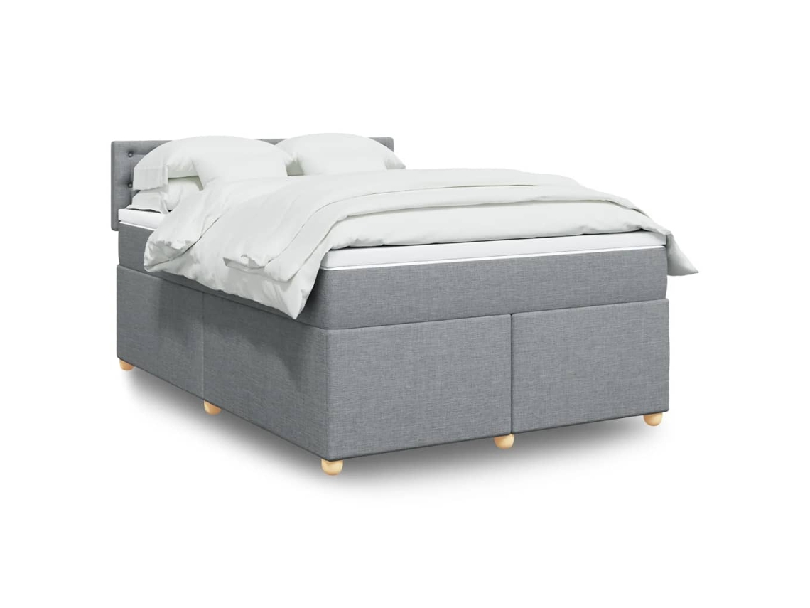 Vidaxl Cama Com Molas/colchão 160x200 Cm Tecido Cinzento-claro
