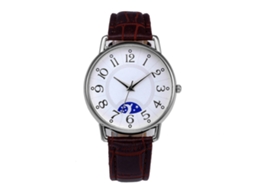 Relógio de quartzo unissex com pulseira ajustável simples e elegante para uso casual (base branca, pulseira marrom)