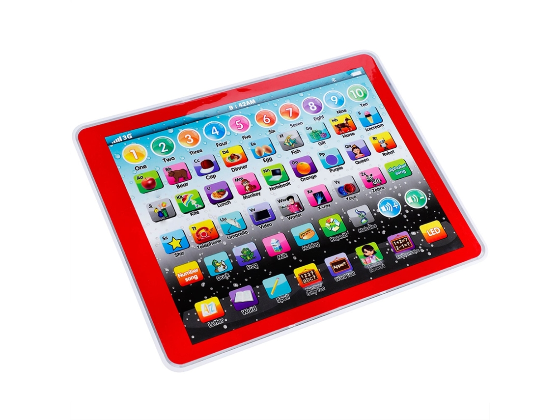 Primerox tablet Educativo para Crianças Pré escolares Aprendizagem de Inglês Letras Números Vermelho