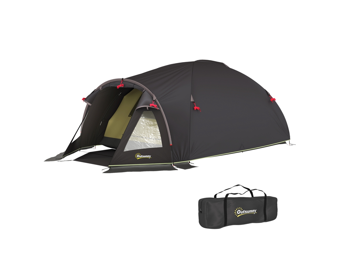 Tenda Túnel 2 Pessoas com Janelas Laterais e Gancho, poliéster 190t e PE, 3.3x1.9x1.2 m, preto BTFORUS