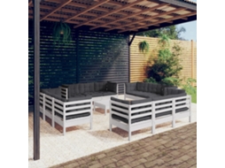 Vidaxl 13 Pcs Conj. Lounge De Jardim Com Almofadões Antracite Pinho