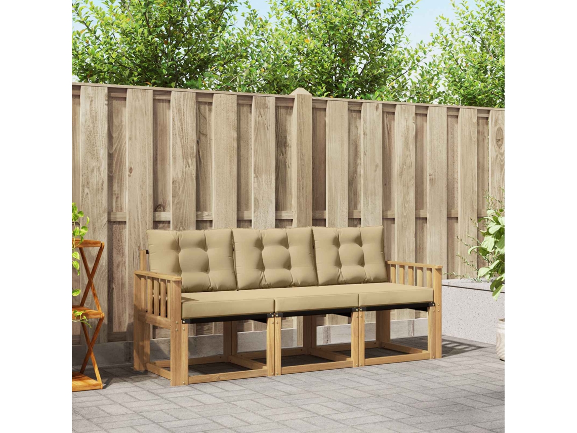 Vidaxl Conjunto De Sofás Para Exterior 3 Pcs Branco E Bege