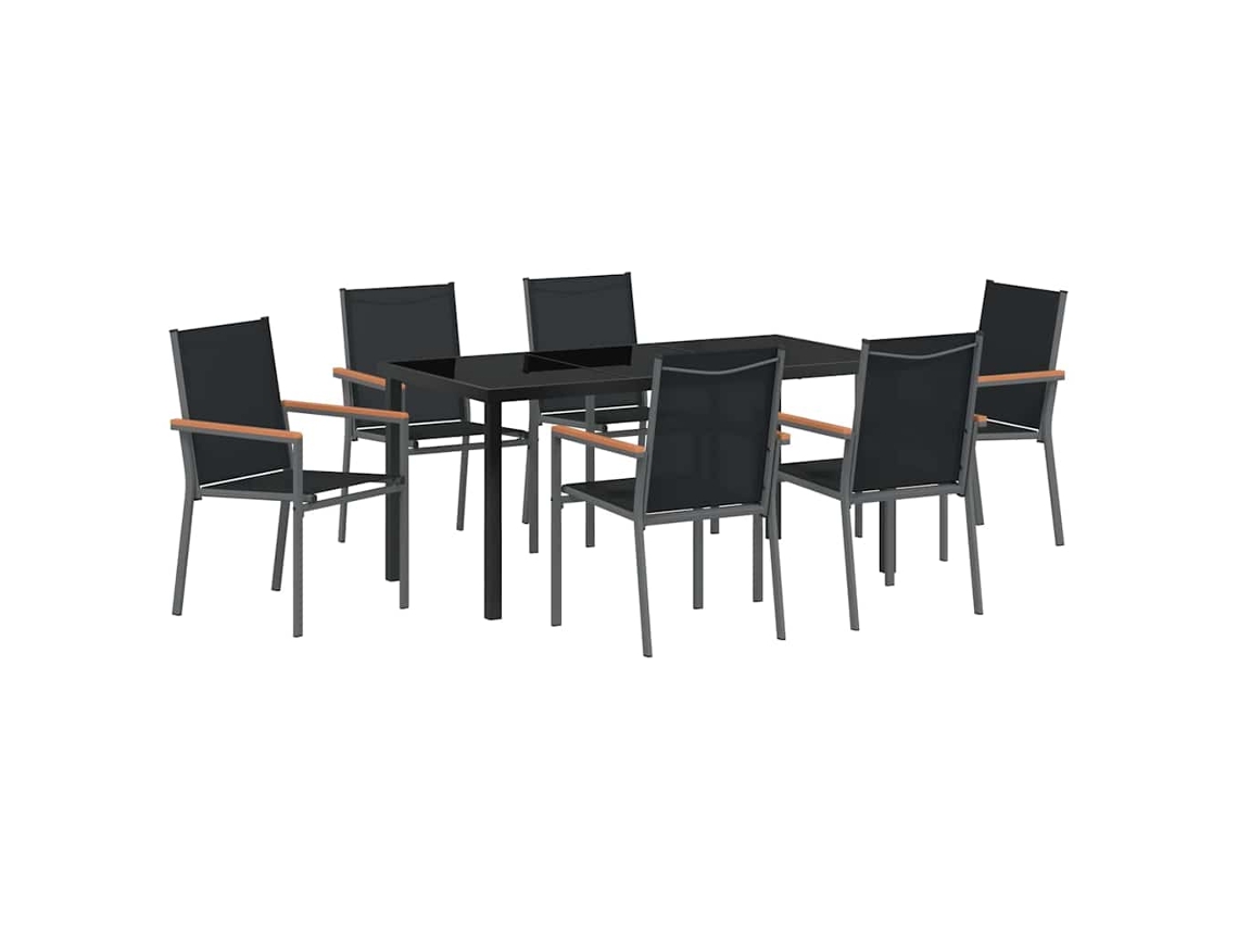 Maison Exclusive - Conjunto De Jantar Para Jardim 7 Pcs Preto