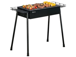 Barbecue a Carvão com 2 Grelhas de Aço Inoxidável Portátil com 2 Prateleiras para Temperos com Ganchos 77x30x70 Cm Preto LAMAISON