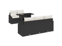Conjunto 6 Sofá Modular Vidaxl Preto Vime Pe (100 X 55 X 73 Cm)