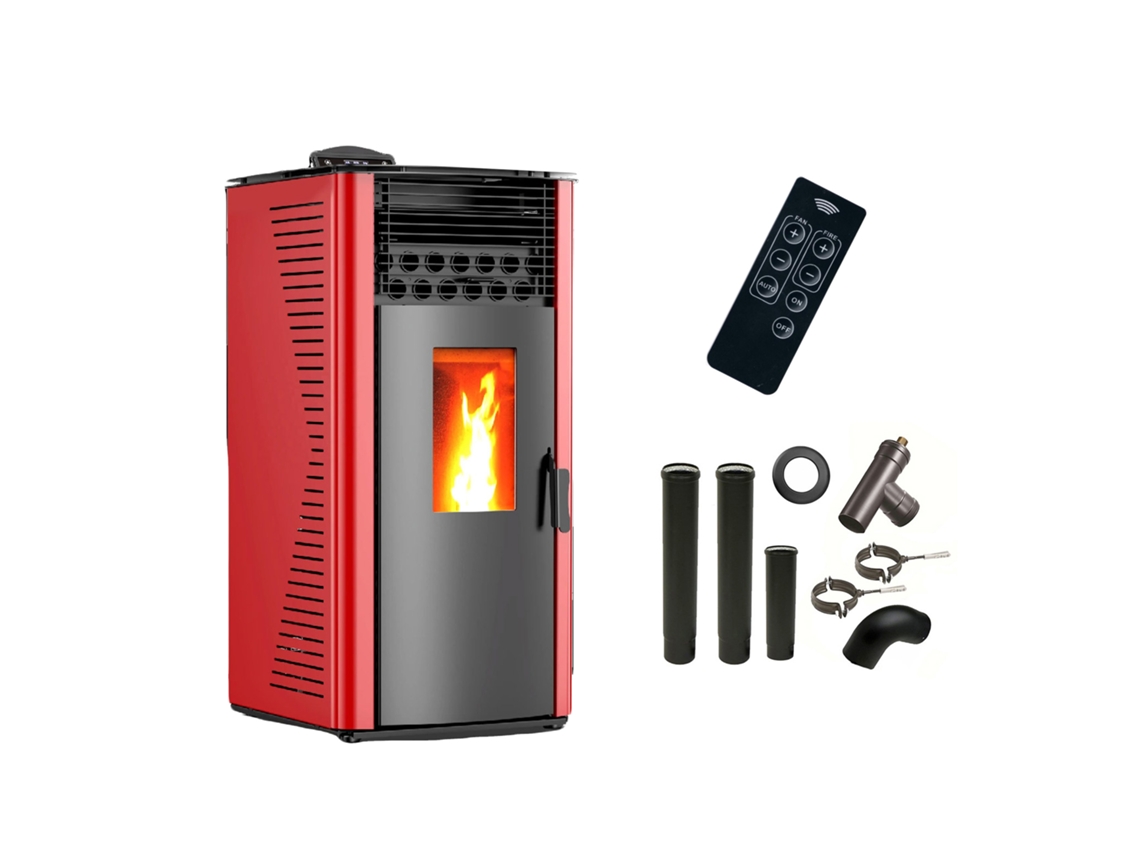 Salamandra A Pellets A Ar Anita 12 Kw Bordeaux Sannover + Kit De Ligação Das Condutas De Chaminé