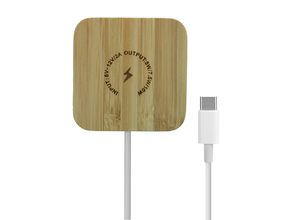 Cargador Sem Fio Magnético T14 Para Iphone Carga Rápida Dock Pad Madeira Clara
