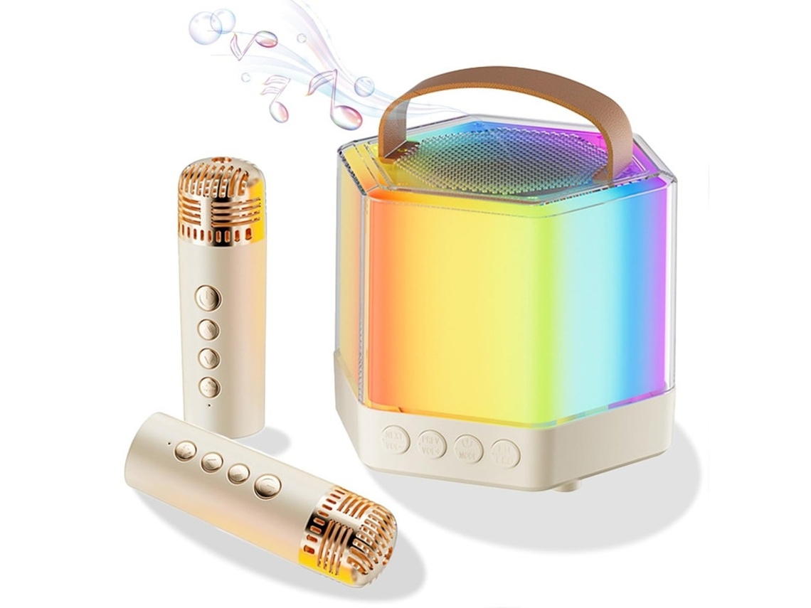 Mini Máquina De Karaokê Para Crianças E Adultos, Alto Falante Bluetooth Portátil Com 2 Microfones Sem Fio, Conjunto De Alto Falante De Karao Yizhood