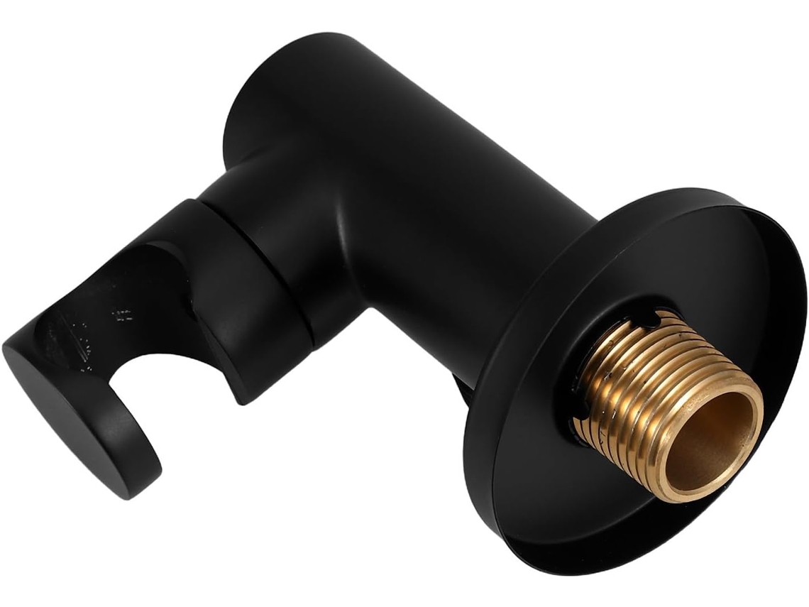 Suporte Giratório Em Forma De L Latão Preto Para Chuveiro Mão Com Conector Mangueira Rosca Macho G1 2 Hotel