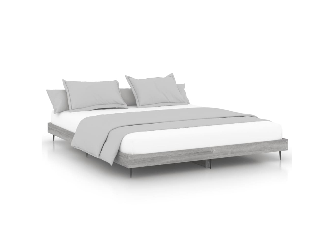 Bed Frame, Bed Frames Vidaxl Cinzeto Madeira Processada (160 X 200 Cm)