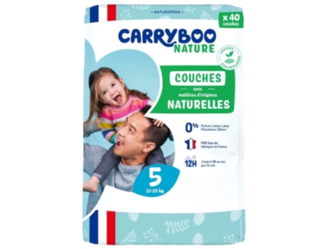 Fraldas Nature Natural 40 Fraldas Tamanho 5 12-25 kg CARRYBOO