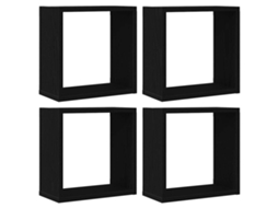 Conjunto de 4 Prateleiras de Parede em Cubo 30x15x30 cm Carvalho Preto Madeira Engenheirada MAISON EXCLUSIVE