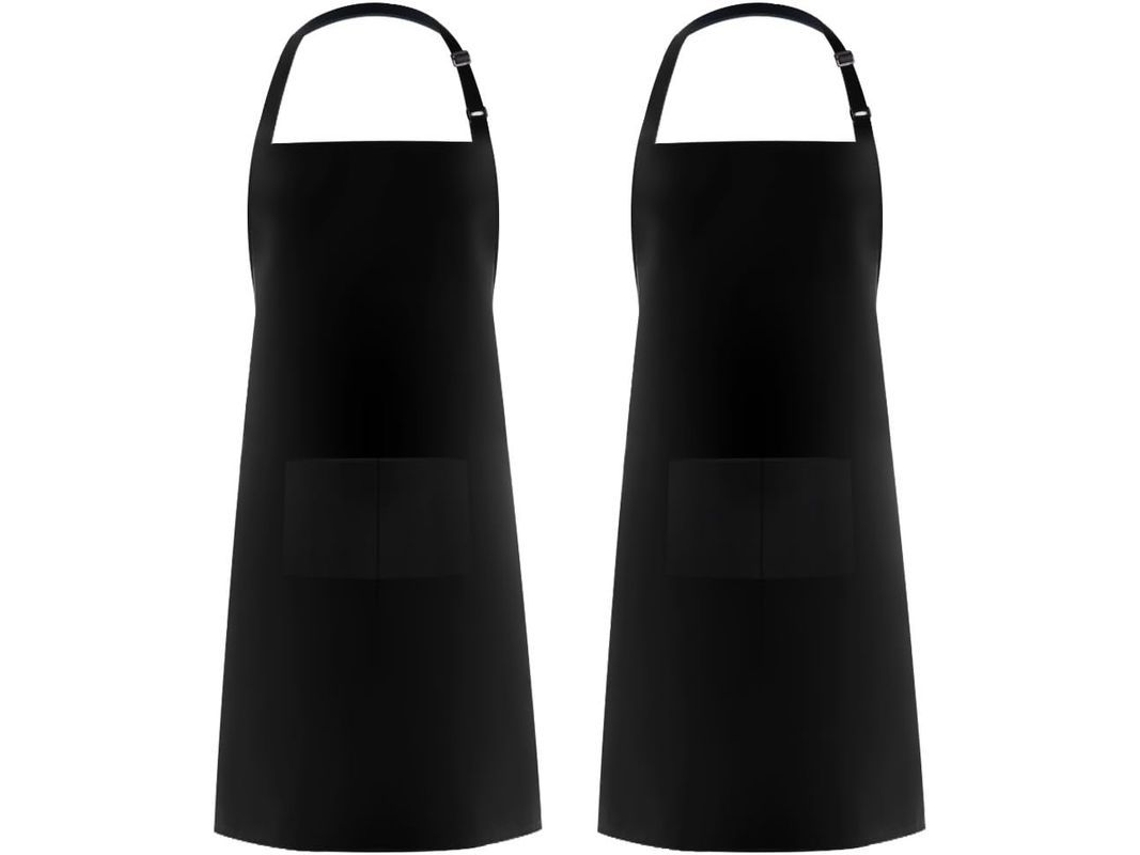 2 Peças De Avental Ajustável Impermeável Com 2 Bolsos Para Cozinha