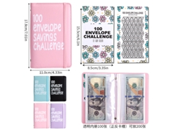 A6 Pink 50-sheet 100day Money Saving Envelope Budget Book With Vertical Stripe Tie