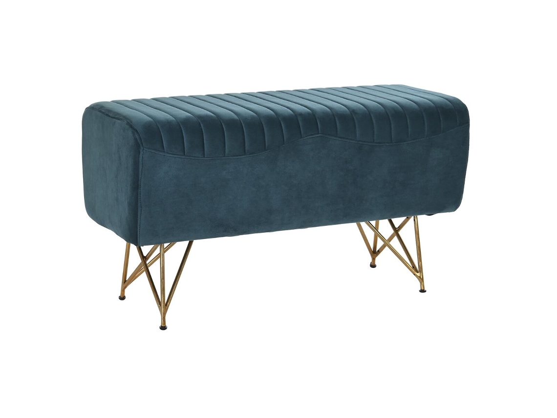 Banco DKD HOME DECOR (Turquesa - Poliéster - 31 x 90 x 47 cm)