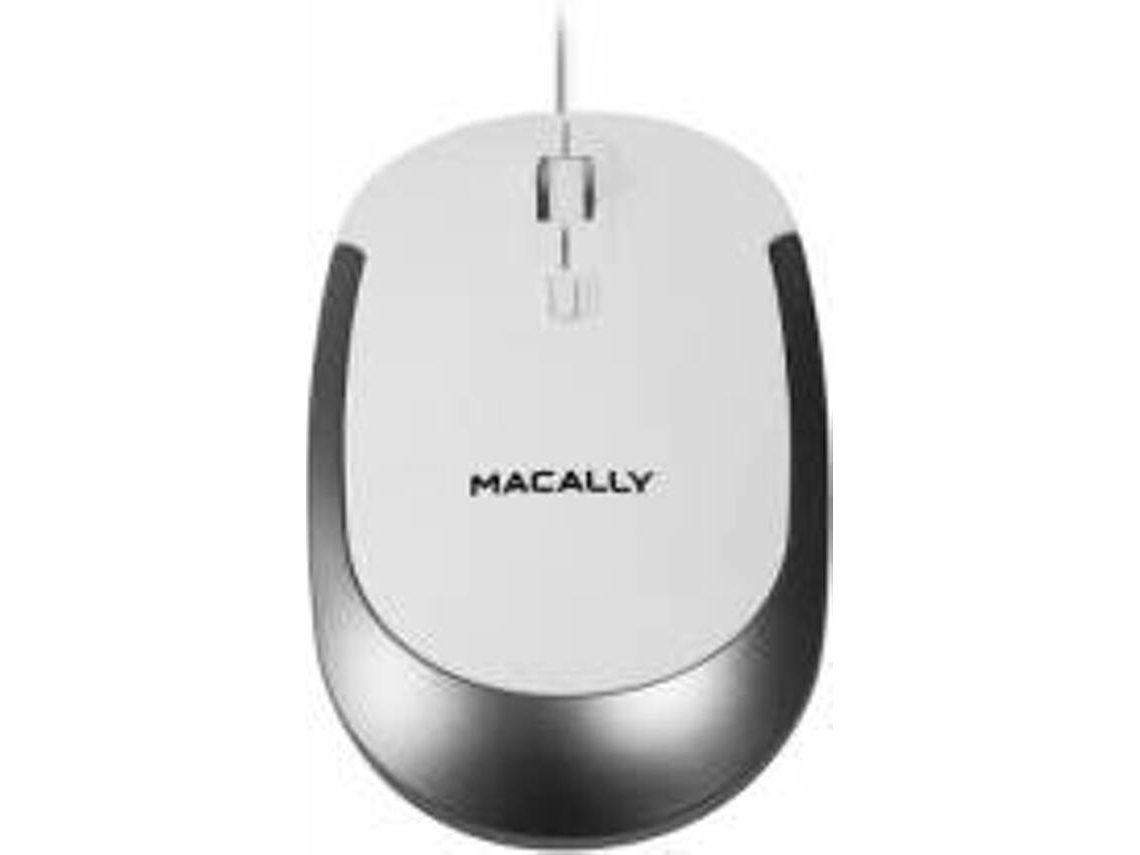 Rato MACALLY DynaMouse (Cabo USB - Casual - 1600 dpi - Branco)