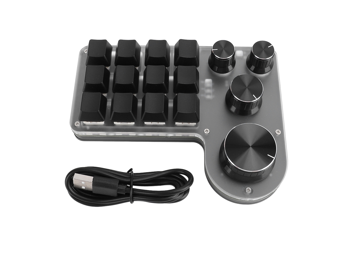 Teclado Mecánico para Juegos Con Macro, 12 Teclas, 4 Botones Programables, Interruptores Intercambiables En Caliente, Color Rojo, Bluetooth Y Usb.