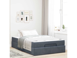 Vidaxl Estrutura De Cama Com Colchão 2 Unid. Cinza Escuro Veludo