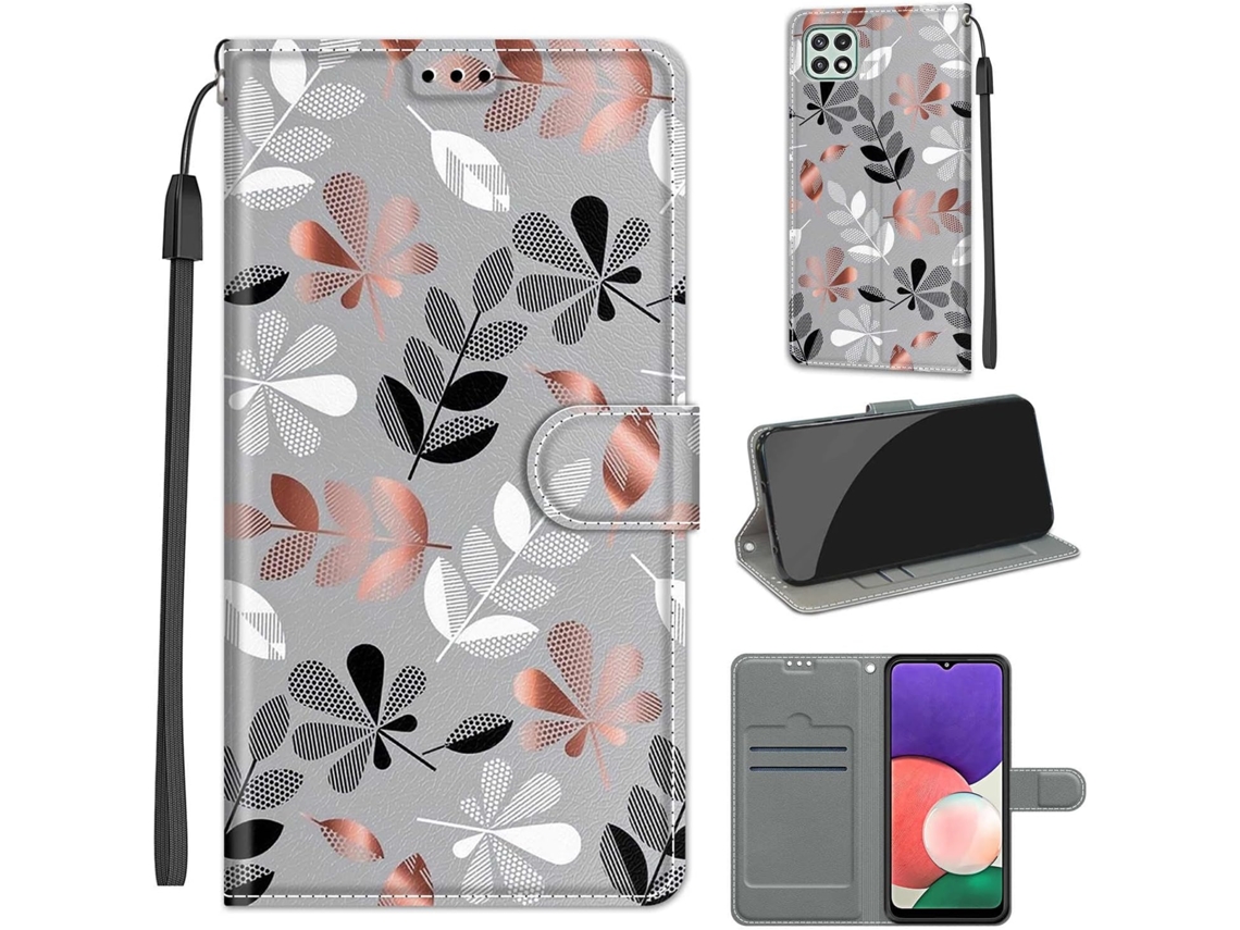 Capa Fólio Protetora para Samsung Galaxy A22 5G HONGWE. Pele Sintética Magnética Premium