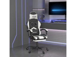 Vidaxl Cadeira Gaming Giratória C/ Apoio Pés Couro Artif. Preto/branco