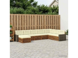 Vidaxl Conjunto De Sofás Para Exterior 8 Pcs Natural E Creme