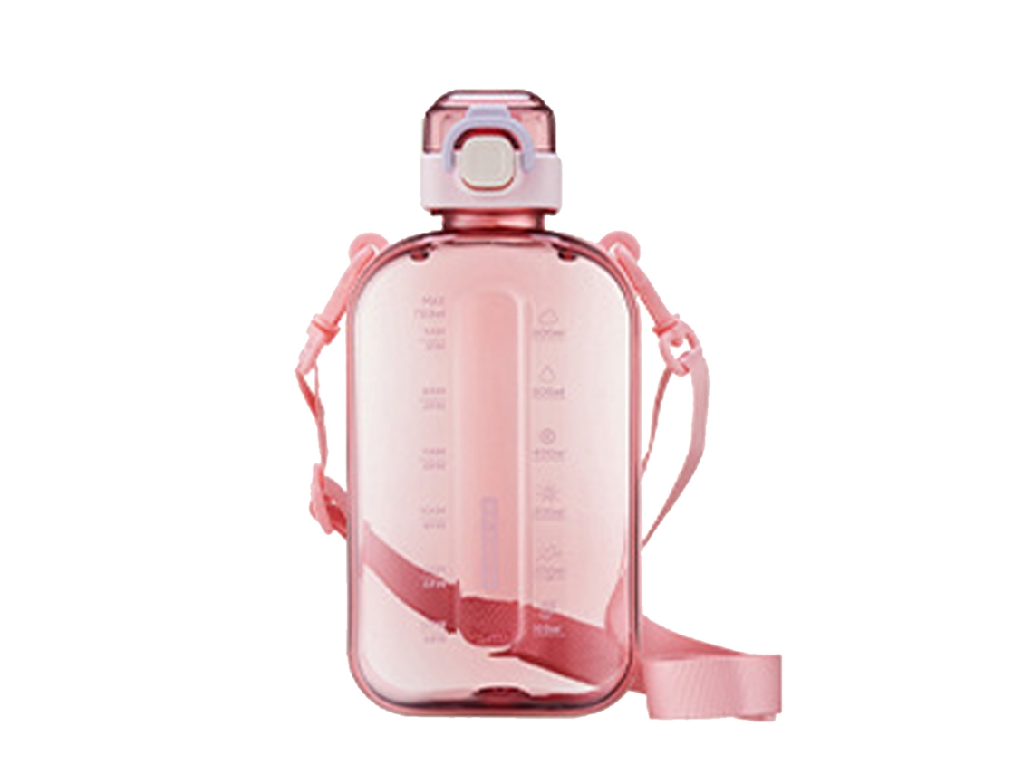 Business garrafa de água rosa plana 750ml com cinto escala PP PC para viagem fitness outdoor S/MARCA