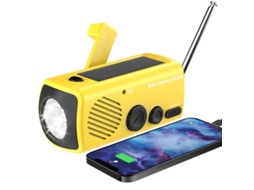 Rádio Receptor de Emergência com Células Solares e Manivela, Am/fm, Bateria Externa de 3000mah, Alarme Sos e Lanterna Led AQUAFORGE