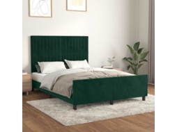 Vidaxl Estrutura De Cama Sem Colchão 140x190 Cm Veludo Verde-escuro