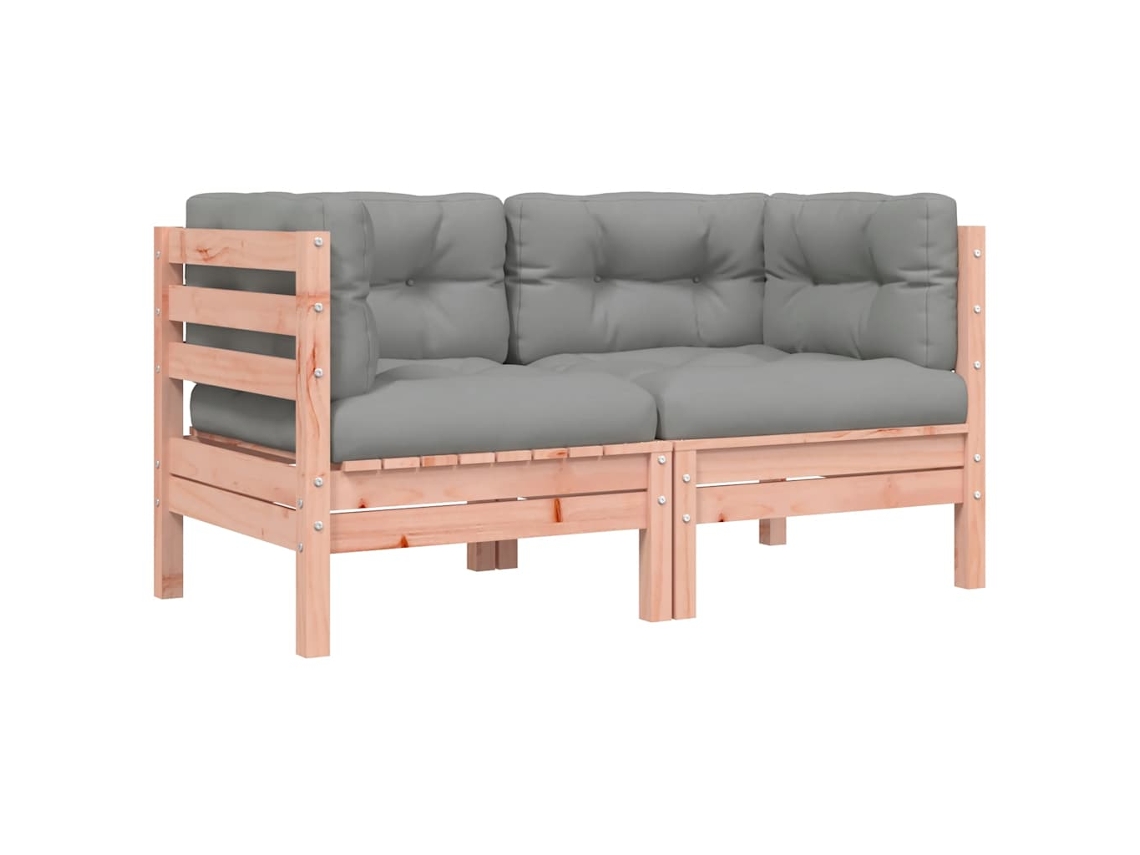 Maison Exclusive - Sofás Canto P/ Jardim C/ Almofadões 2pcs Madeira Douglas Maciça