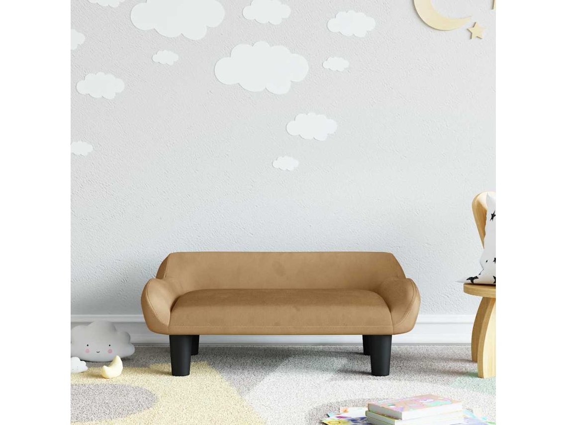 Vidaxl Sofá Infantil 70x40x24 Cm Veludo Castanho