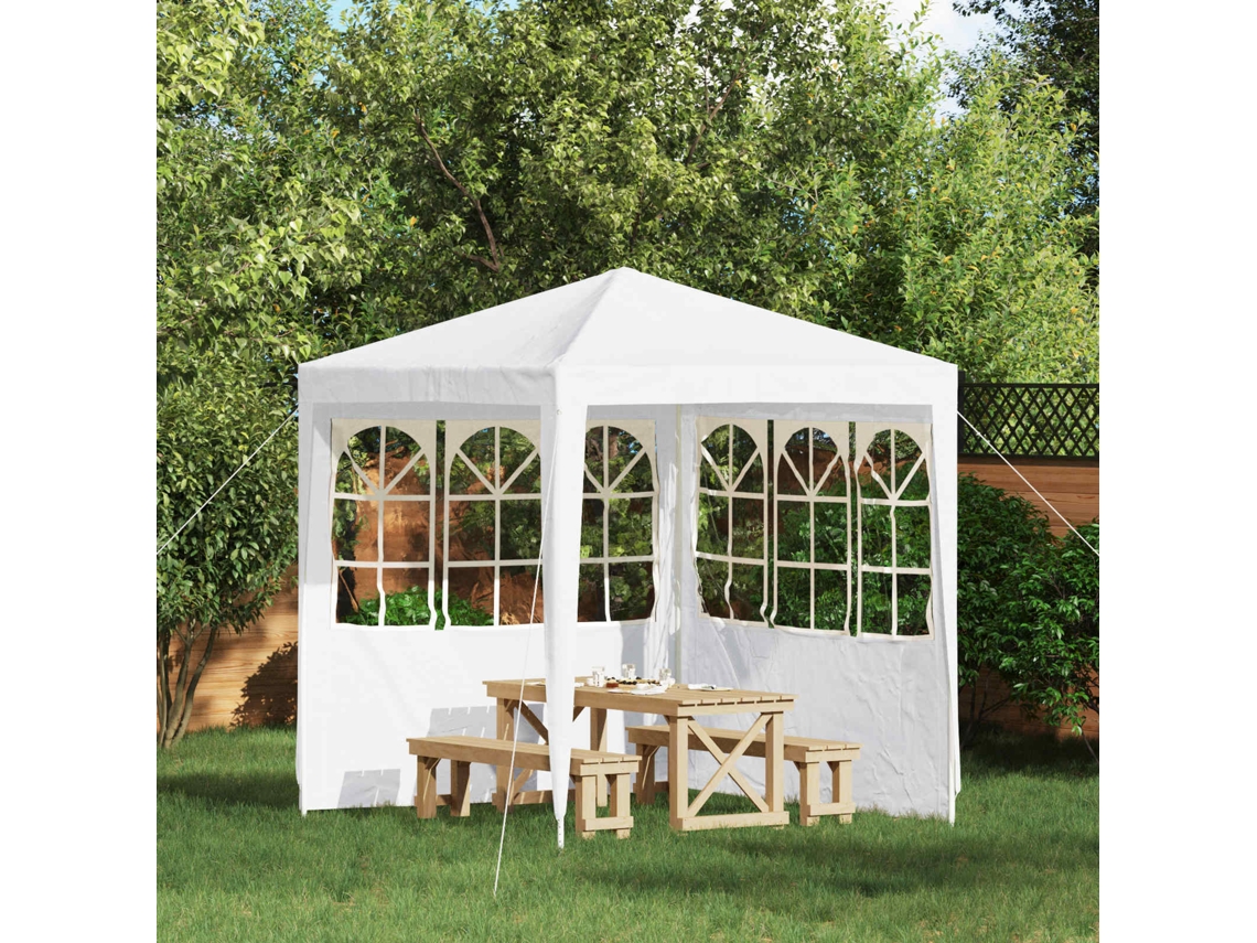 Vidaxl Lateral De Tenda Para Festa 2 Pcs 200 X 195 Cm Branco Pe E Aço