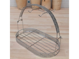 Porta Tazas de Hierro Forjado Con 6 Ganchos Y Canasta Superior Organizador de Vajilla para Cocina Mesa Estantería Oro a