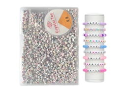 Kit 1000 Contas Letras com Cordão Elástico Pulseiras Diy