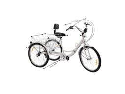 Triciclo Adulto, 7 Marchas, Capacidade De Carga 120kg,branco Oem