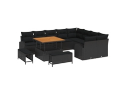 Conjunto 12 Conjunto De Sofá De Jardim Vidaxl Preto Vime Pe (100 X 100 X 71 Cm)